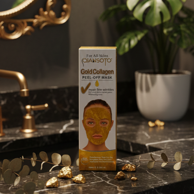 Qiansoto Gold Collagen Peel-Off Facial Mask โ Anti-Aging & Skin Brightening Treatment (100ml) - Image 2