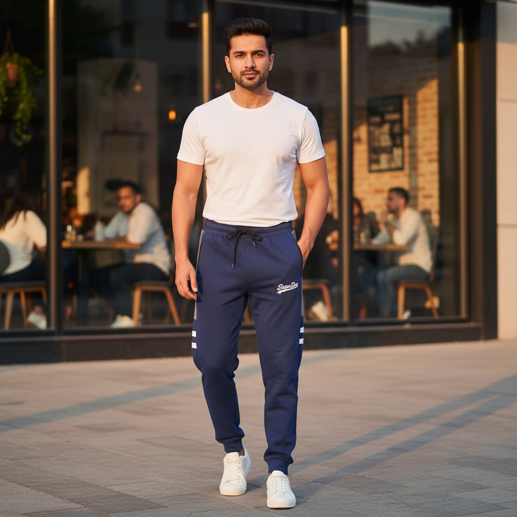 Super Dry Menโs Panel Trousers | Premium French Terry Fabric Joggers | Stylish Contrast Panel Slim-Fit Sweatpants for Gym & Casual Wear - Image 4