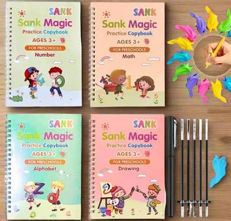 China Imported Sank Magic Book 4pcs With Refills & Pen | Kids Practice Book | Educational Tracking Books For Kids