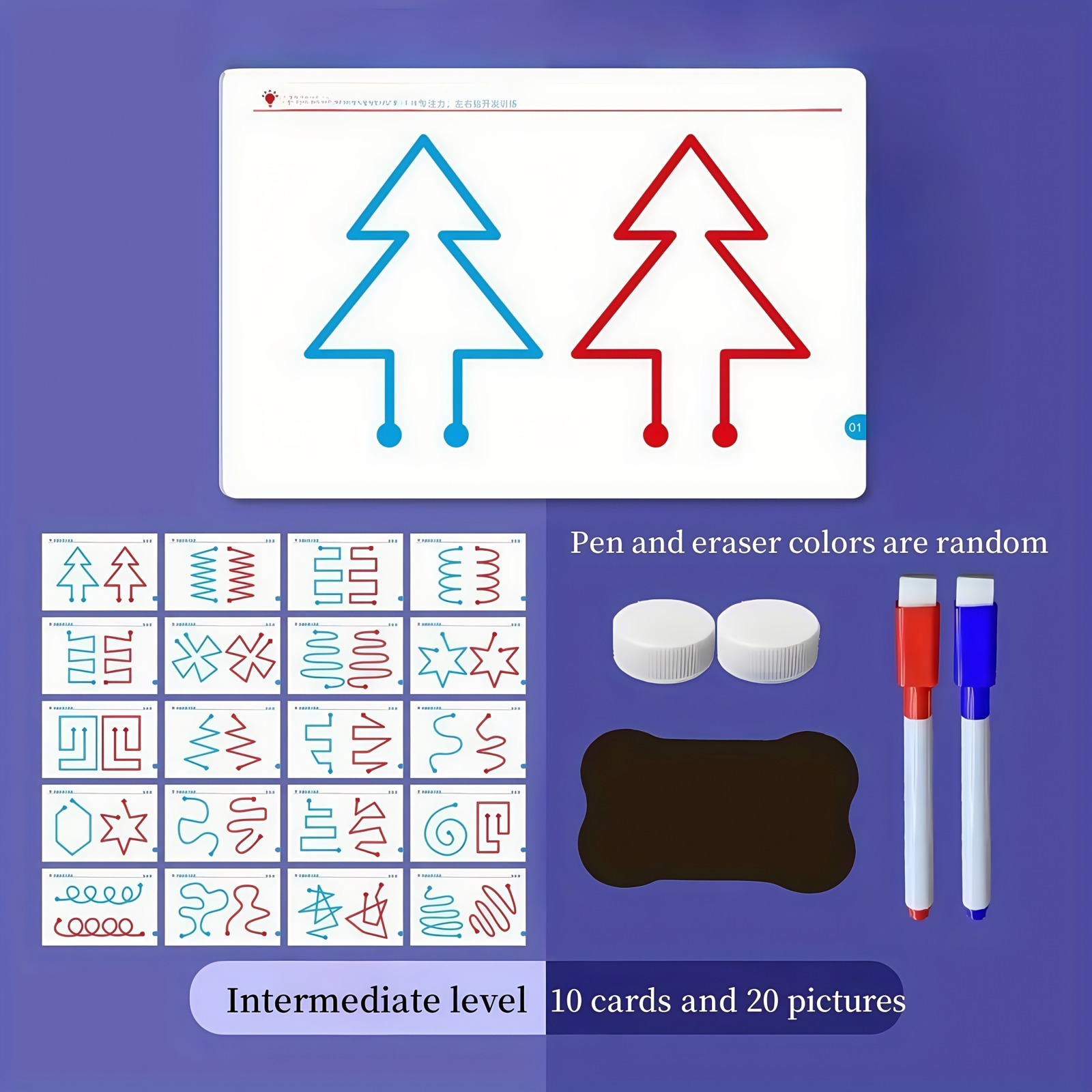 2-in-1 Brain Development Training Kit โ Reusable Finger Maze & Pen Control Workbook for Kids & Adults (20 Training Pictures)