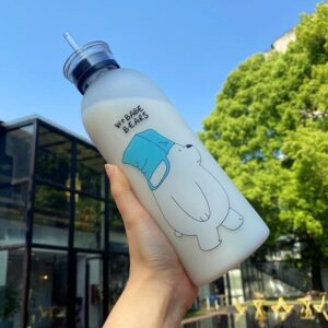 We Bare Bears Panda Water Bottle 1000ml - Cute Cartoon Design Durable Hydration Bottle For School, Gym, Travel, And Outdoor Activities (Random Color)
