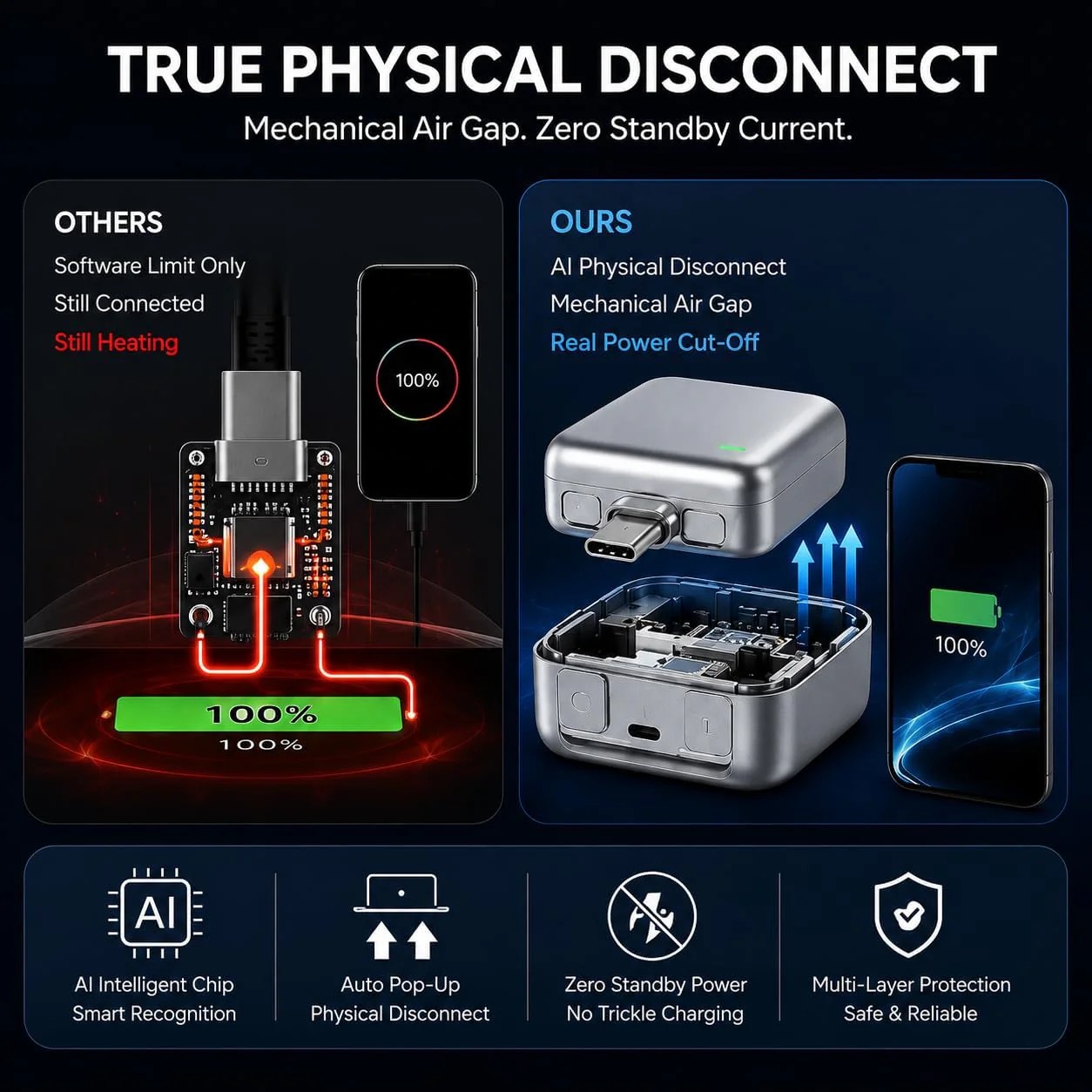 PopGuard 140W Automatic Charging Disconnector | Smart Auto Power Cut-Off Battery Guardian | Fast Charging Protector - Without Box - Image 3