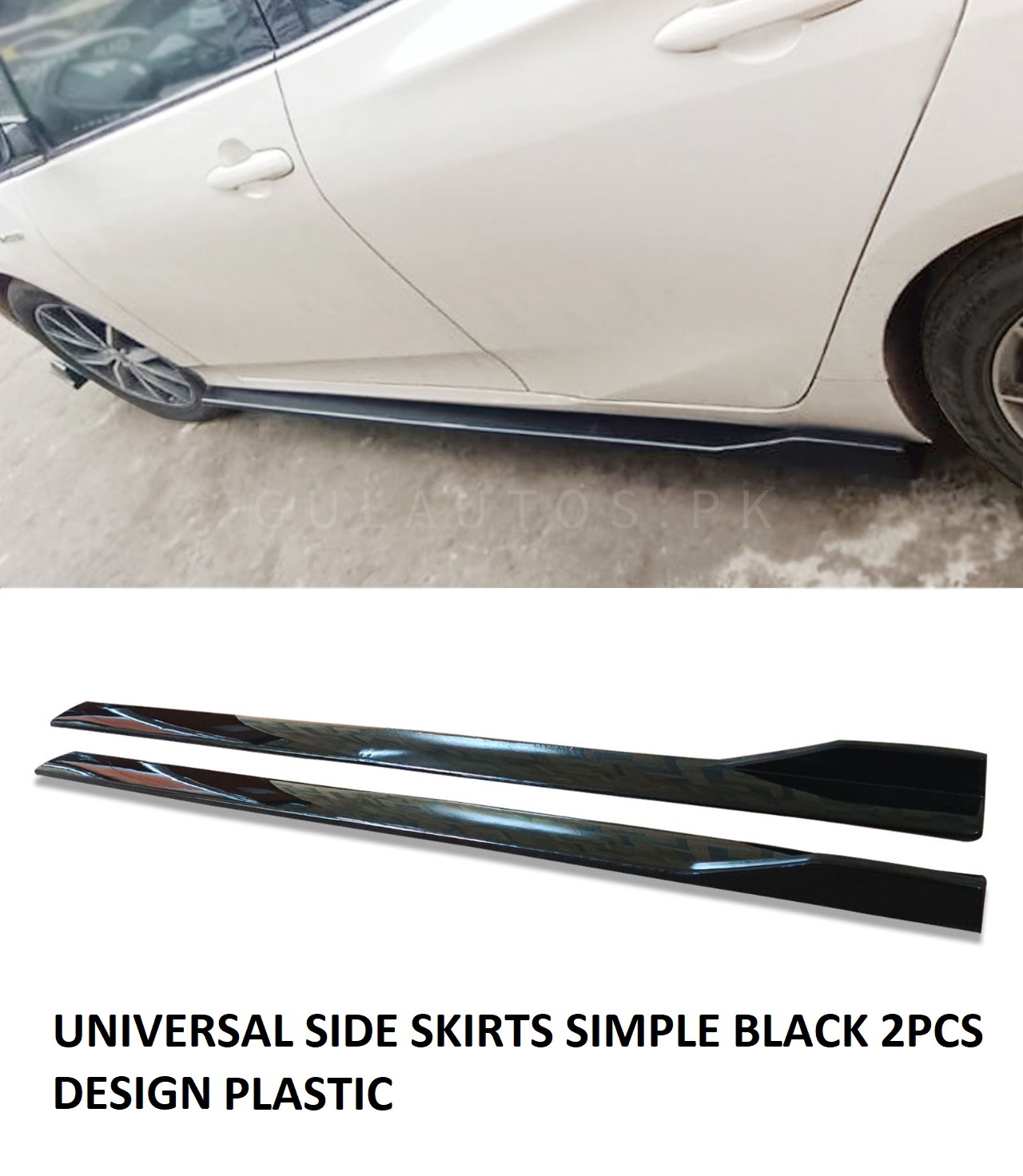 UNIVERSAL SIDE SKIRTS SIMPLE BLACK 2PCS DESIGN PLASTIC - Image 2