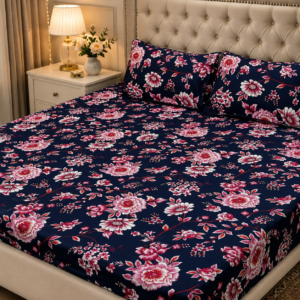 3D Crystal Cotton 3 Piece Bedsheet Set Premium Fabric Lifetime Guarantee Includes Bedsheet And Pipping Pillow Covers AY0010021