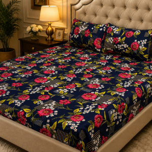 3D Crystal Cotton 3-piece Bedsheet Set - Home Accessory Designed For Bedroom (AY0010051)