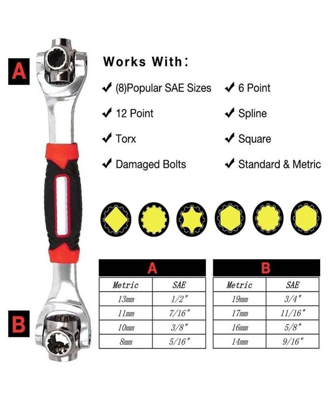 48-In-1 Universal Multi-Function Wrench 360ยฐ Rotary Adjustable Spanner for Nuts & Bolts - Image 2