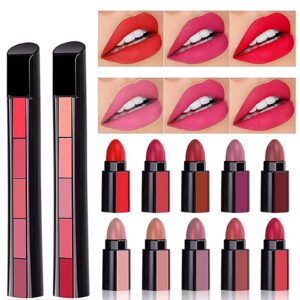 5 In 1 Lipstick - 5 Steps Matte Lipsticks - Cosmetic Product Designed For Lip Care And Daily Makeup Routine (Random Color)