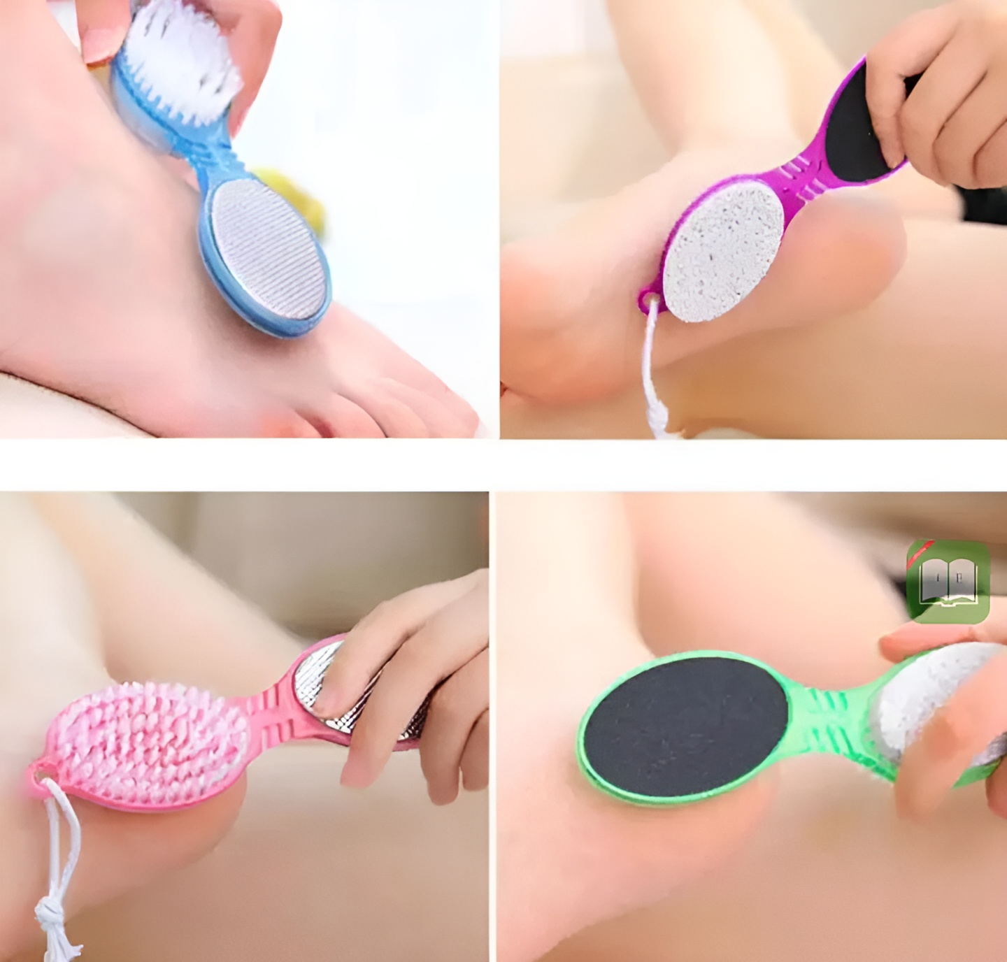 4 In 1 Foot Scrubber | Multi Use Pedicure Paddle Brush - 4 Step Pedicure Cleanse, Scrub, File And Buff (Random color) - Image 4