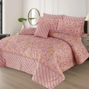 Pink Floral Cotton Bedsheet Set for Double Bed