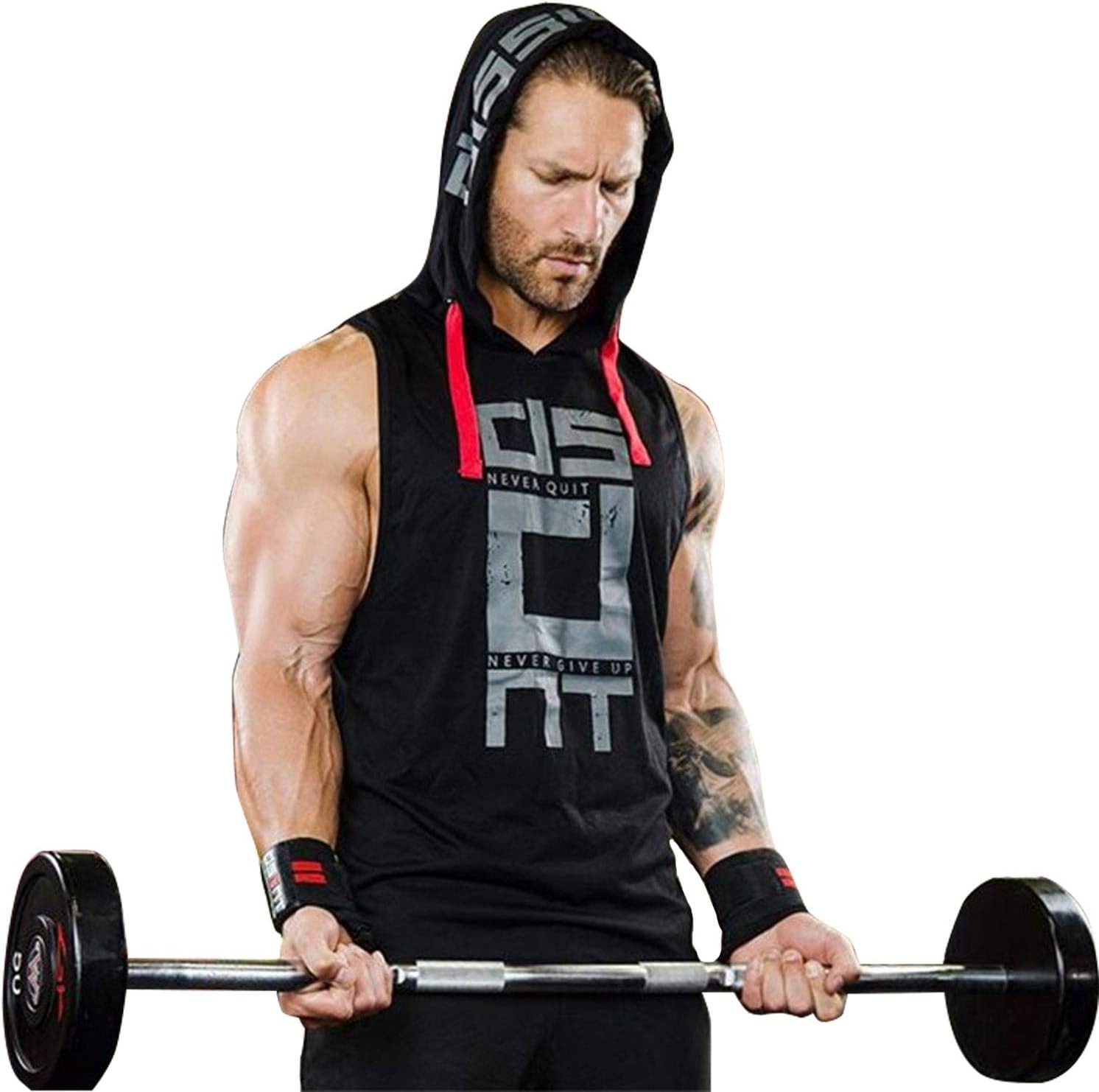 Black Gym Sleeveless Hood Tracksuit - Black Gym Sleeveless Hood Summer Tracksuit - Ready to Wear 2-Piece Set | Men's Sports & Jogging Wear - Image 2