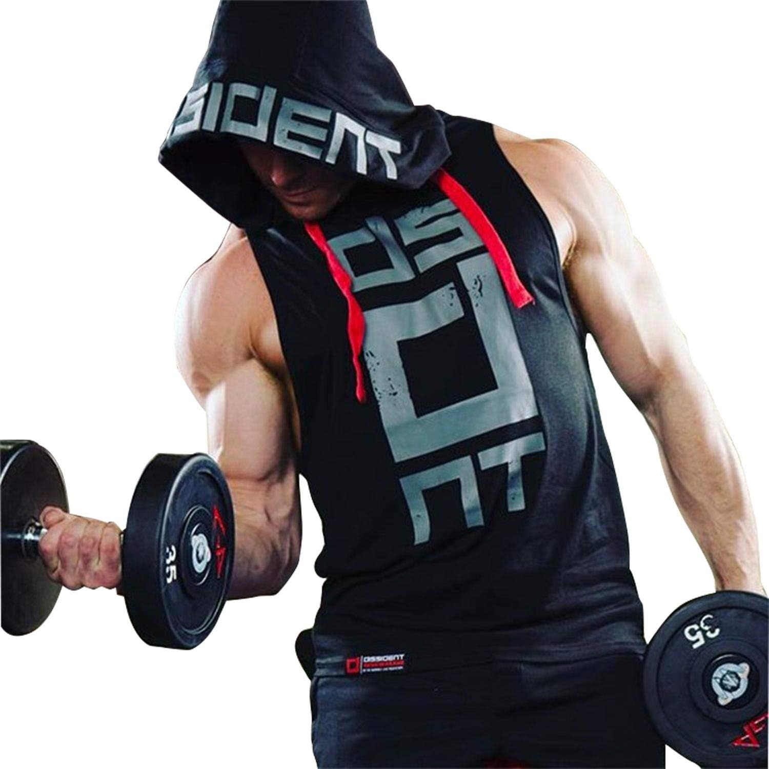 Black Gym Sleeveless Hood Tracksuit - Black Gym Sleeveless Hood Summer Tracksuit - Ready to Wear 2-Piece Set | Men's Sports & Jogging Wear - Image 3