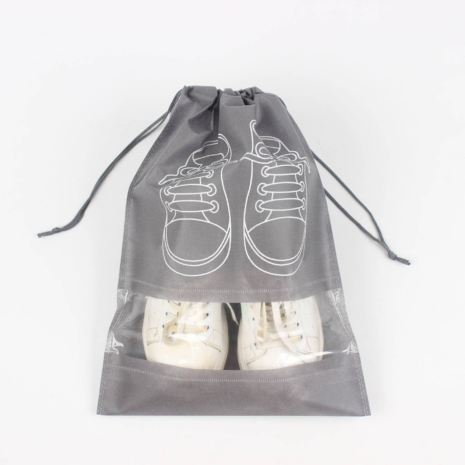 1 Pc - Shoe Bags For Travel Dust Proof Storage Organizer With Clear Window Non Woven Packing Pouch - Size: 12.5x16.5 - Image 4