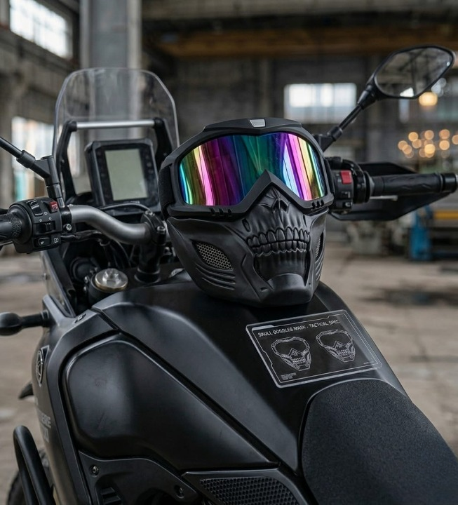 Premium Skull Goggles Mask โ Full Face Tactical Protection for Bikers (Multi-Color Iridium Lens) - Image 2