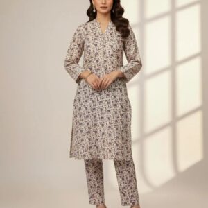 2-Pcs Katan Silk Unstitched Allover Printed Suit for Women – Premium Soft Fabric Shirt & Trouser Dress Material for Casual & Formal Wear
