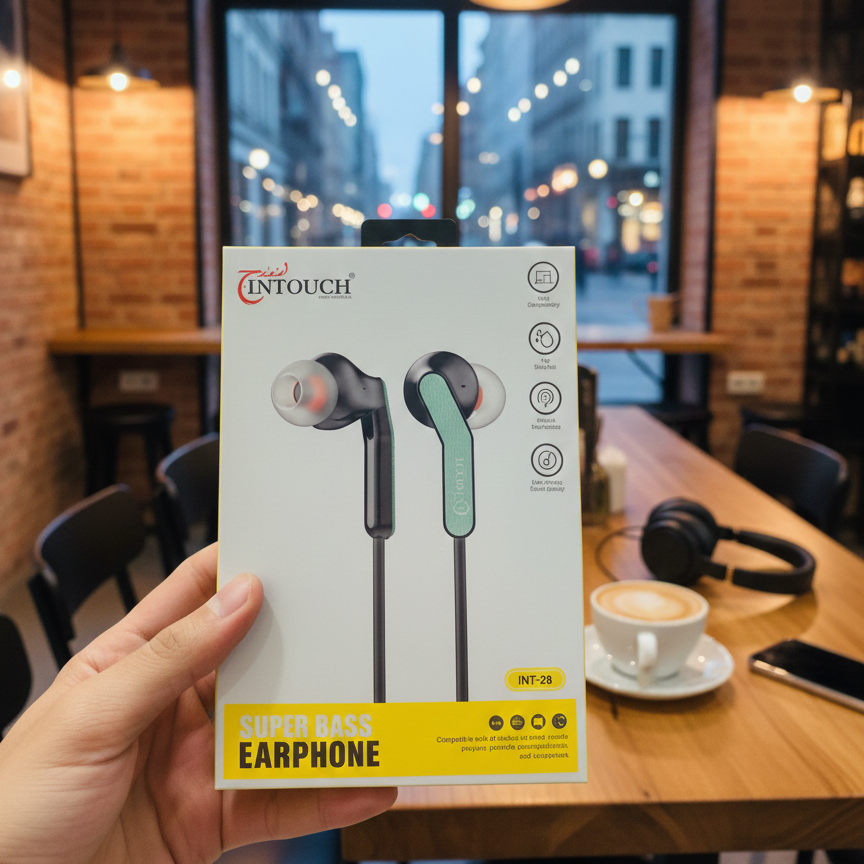 Intouch INTโ28 Super Bass Wired Earphones | 3.5mm Jack | Universal Compatibility - Image 2