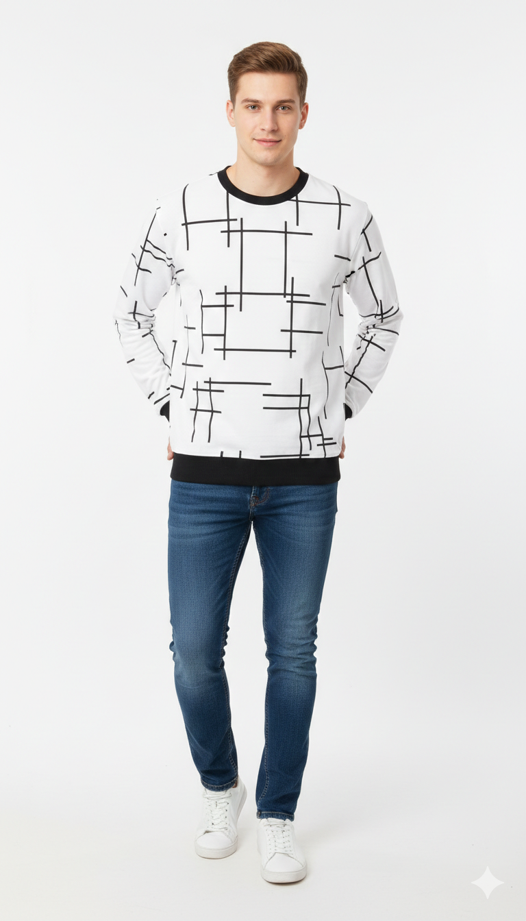 Stylish Boys Full Sleeve Printed T Shirt – Trendy Casual Look