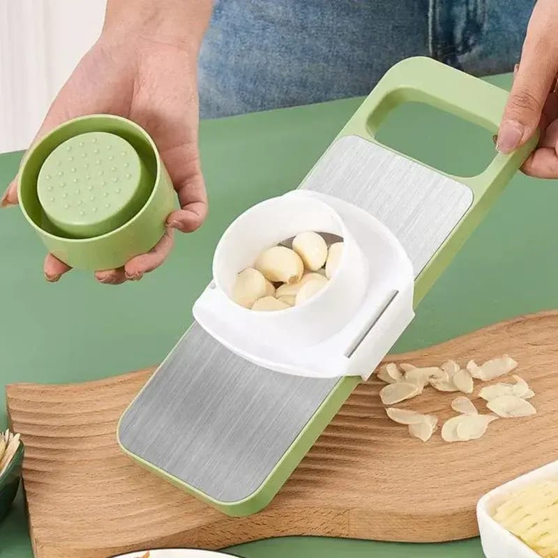 Multifunctional Vegetable Cutter & Slicer Set โ Stainless Steel Mandoline Slicer with 5 Interchangeable Blades