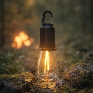 T02 Portable Hanging Camping Lamp โ Type-C Rechargeable Warm Light LED Bulb with 3 Modes