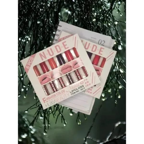 6 Pcs Nude & Red Matte Lip Gloss Set | High Pigmented Long Lasting Liquid Lipstick Collection - Image 6