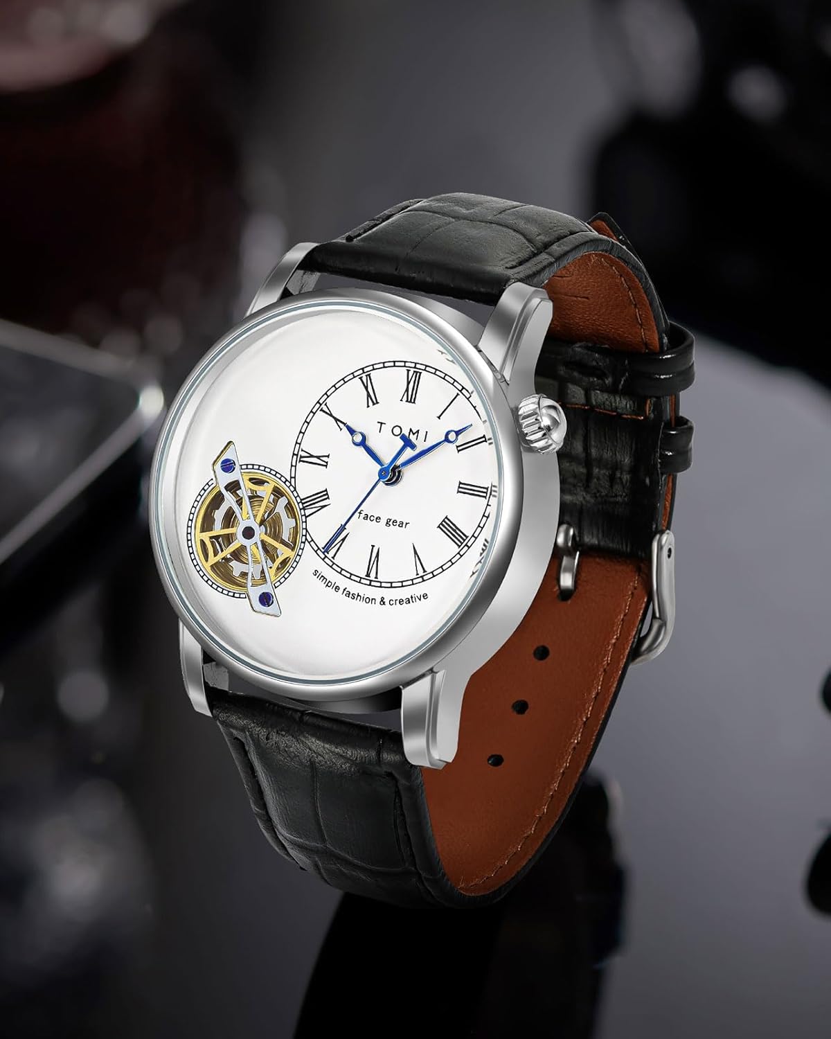 Men's Watch Analog Leather Wrist Watch β Elegant Quartz Watch with Double Strap & 3ATM Waterproof ( Random Color ) - Image 2