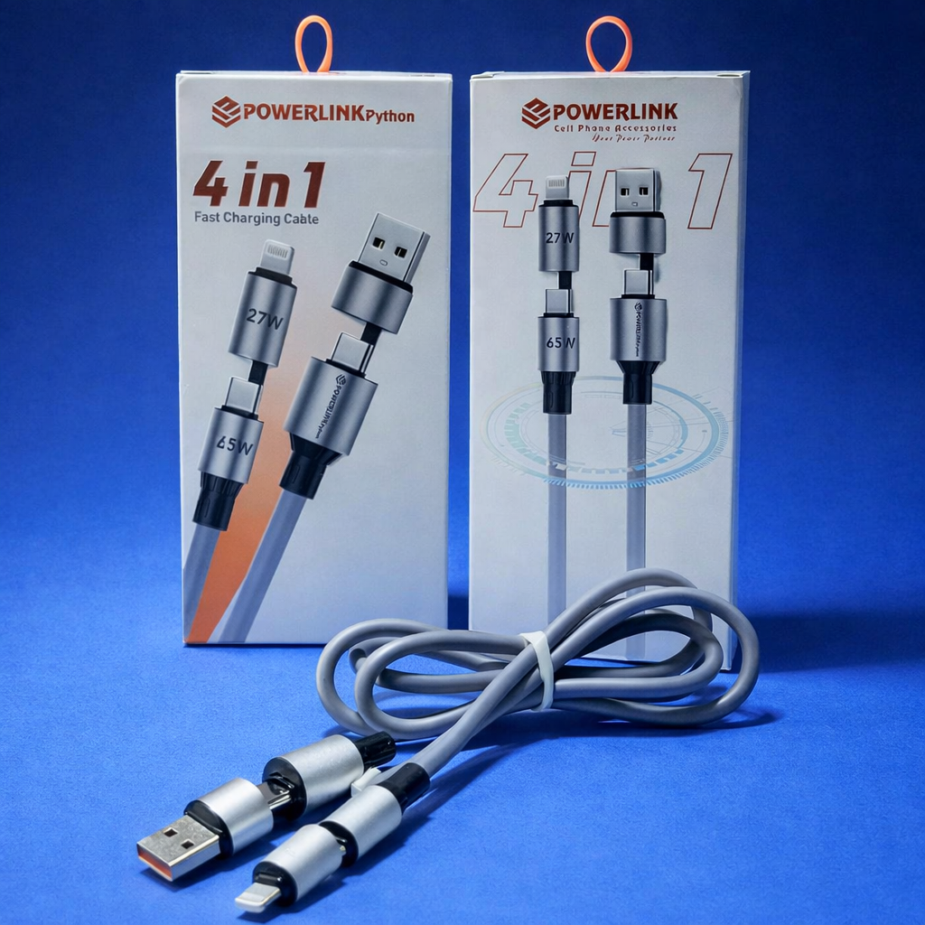 PowerLink Python 4-in-1 Fast Charging Cable โ 100W Super Fast Charging & Data Sync Cable