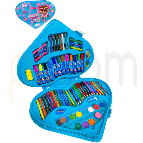 90 Pcs Heart Shape Colour Kit Painting Set For Kids With Colour Pencils Crayons And Art Accessories (Random Characters) - Image 6