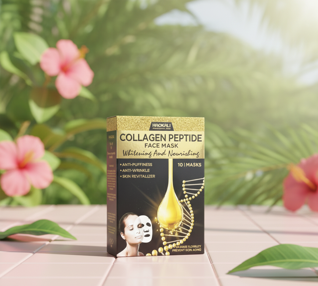 HAOKALI Professional Care Collagen Peptide Face Mask (10-Pack) - Anti-Puffiness, Anti-Wrinkle, Whitening & Nourishing Skin Revitalizer - Image 2