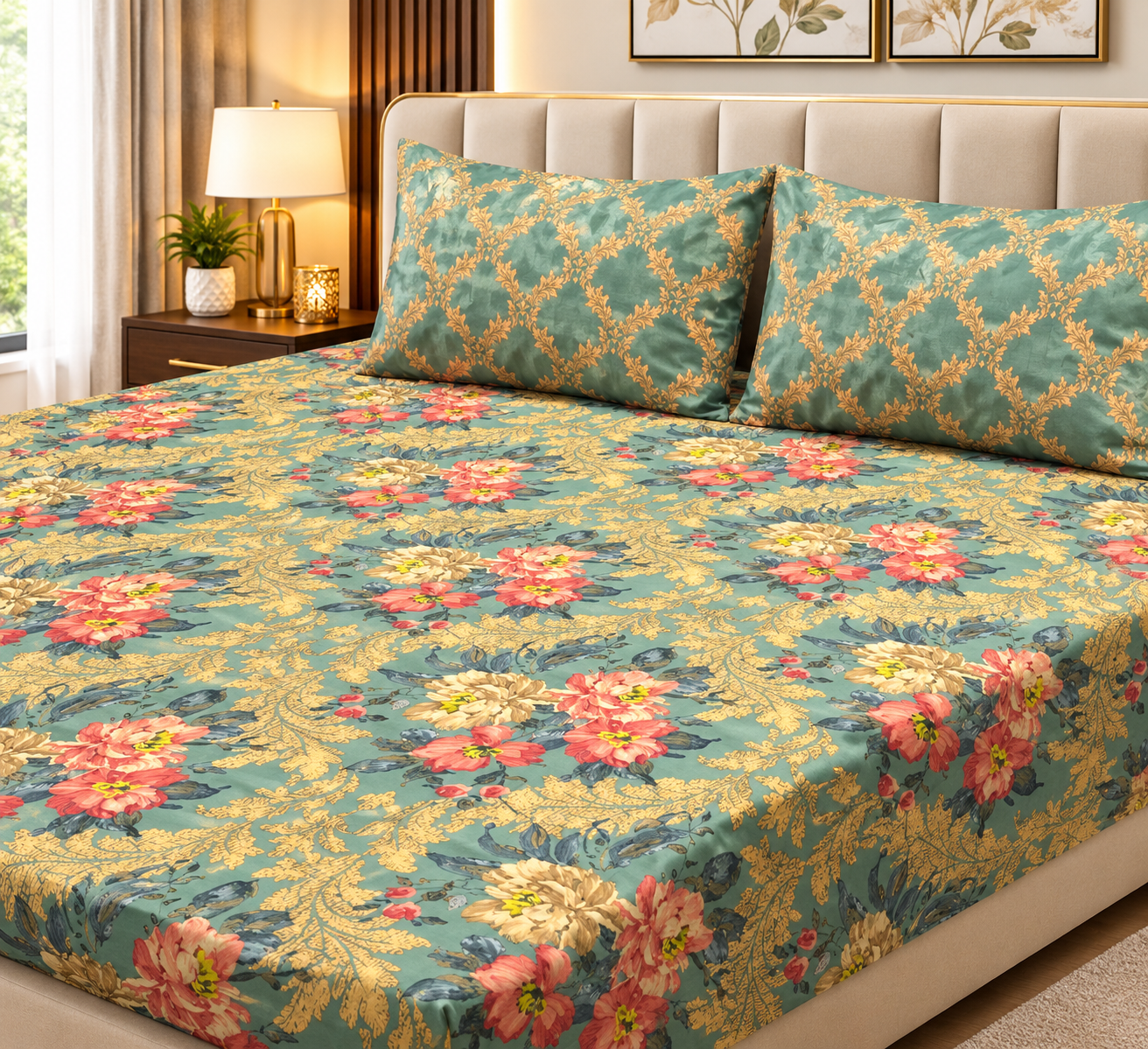 Gift Pack Cotton King Size 1 BedSheet And 2 Pillow Covers In Premium Box Packing