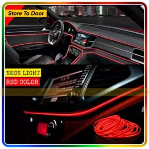 Car Dashboard Neon Red EL Wire Light 3 Meter โ Flexible Ambient Interior Decorative Light Strip