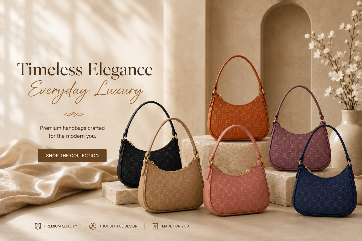 Luna Curve Purse – Elegant Printed Shoulder Handbag for Women
