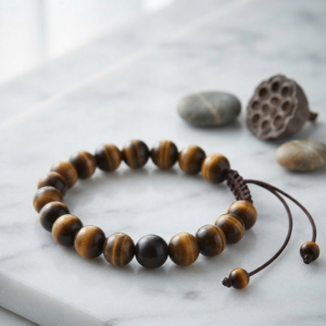 Natural Tiger Eye Stone Bracelet - Genuine Gemstone Beaded Wristband Healing Crystal Jewelry For Men And Women Fashion Accessory