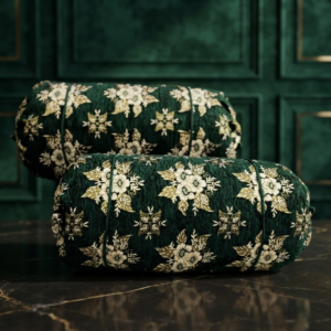 Luxury 2 Piece Soft Velvet Jacquard Gol Pillow Cover Set 36 x 17 Easy Washable Floral Design