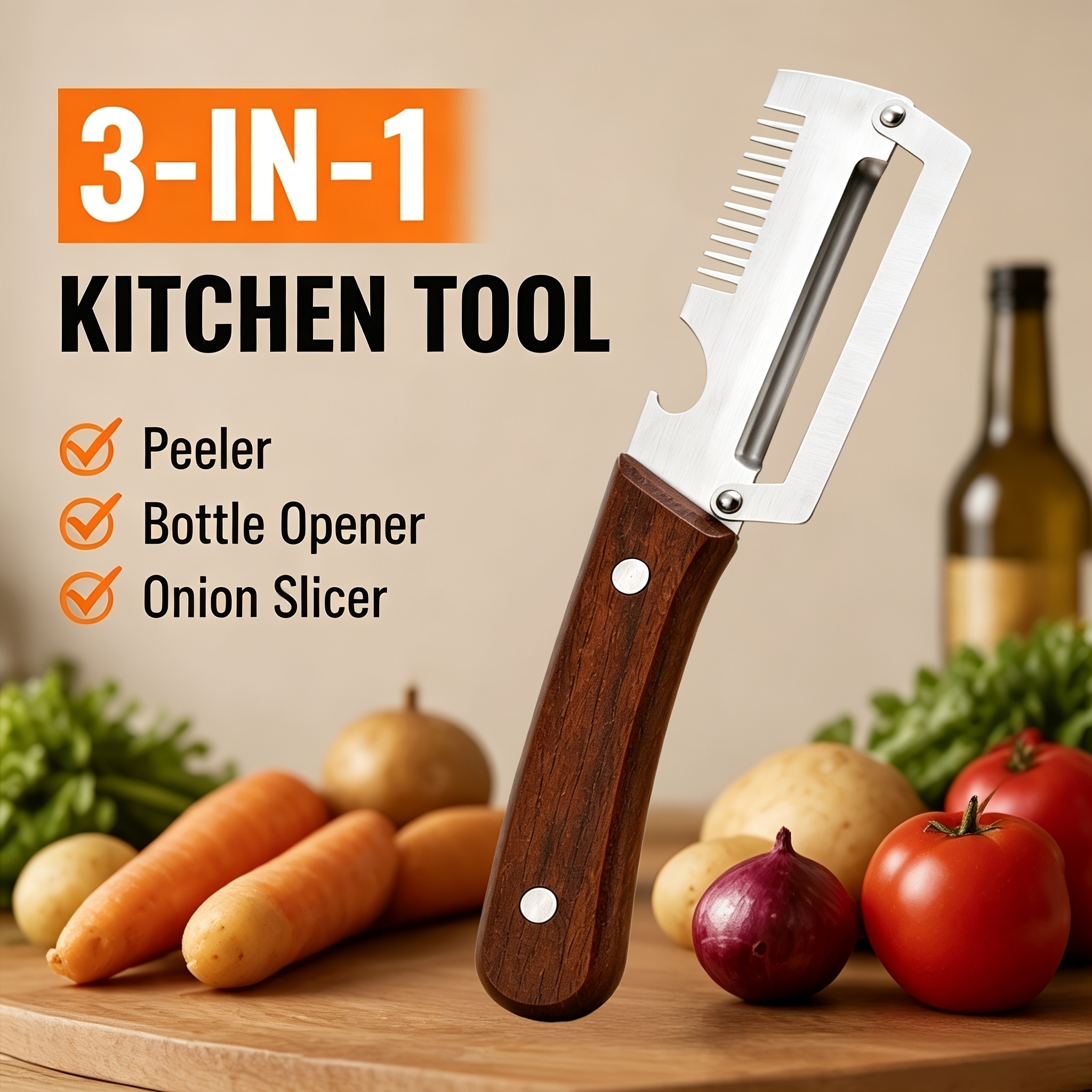 3 In 1 Peeler Knife Stainless Steel - Kitchen Tool Designed For Food Preparation And Daily Cooking Routine