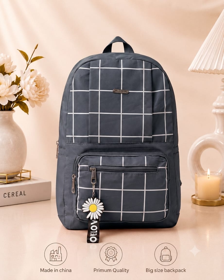 Premium Grid Design Backpack for Students | Lightweight School & College Bag - Image 2