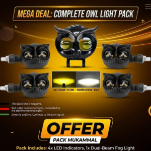 Universal Owl Fog Light & 4 Owl Indicator Set for 70CC, 125CC, and Universal Motorcycles