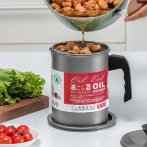 Kitchen Oil Filter Pot 1.4 Liter - Kitchen Accessory Designed For Oil Filtration And Daily Cooking Maintenance Routine