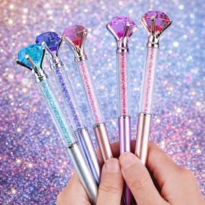 Happy Valentine's Day Crystal Diamond Gel Pen โ Luxury Glitter Ballpoint Pen for Gift, School, Office & Stationery (Random Color)