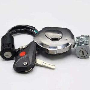 125 Tank Lock with Key and Side Lock Set Motorcycle Fuel Tank Lock Set Complete Security Lock Kit for 125cc Bike