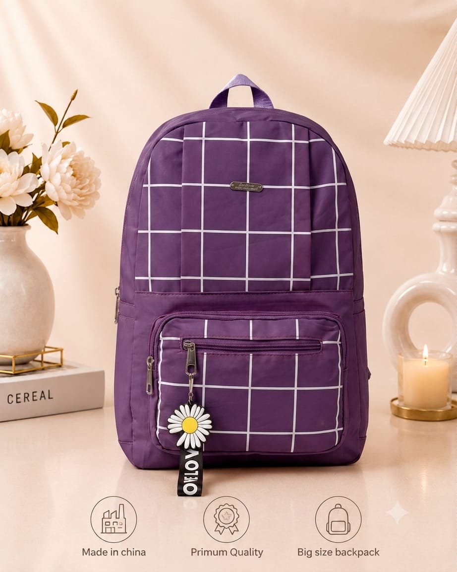 Premium Grid Design Backpack for Students | Lightweight School & College Bag - Image 5