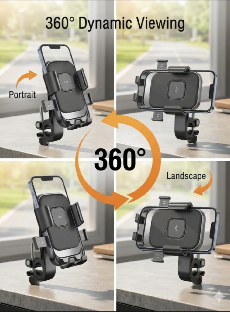 FLY Universal Mechanical Bike & Motorcycle Phone Mount โ 360ยฐ Adjustable Handlebar Bracket for Bicycles, Scooters & E-Bikes - Image 3