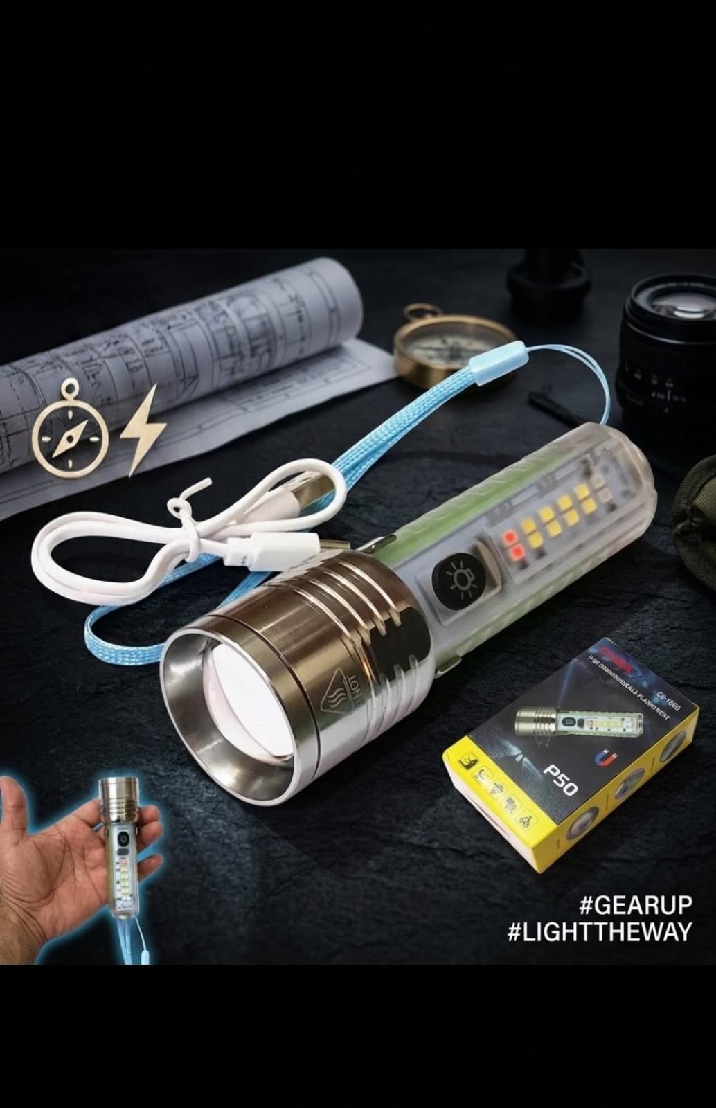 Lot Imported USB Rechargeable Flashlight - Image 3