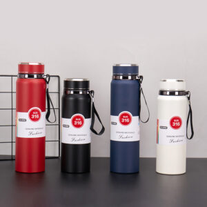 Premium Matte Stainless Steel Water Bottle 800ml 1000ml Leak Proof Double Wall Insulated Hot Cold Flask
