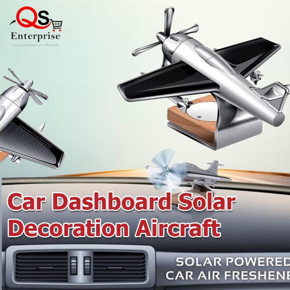 Solar Aeroplane Car Perfume Diffuser โ Silver Aircraft Air Freshener for Car Dashboard - Image 2
