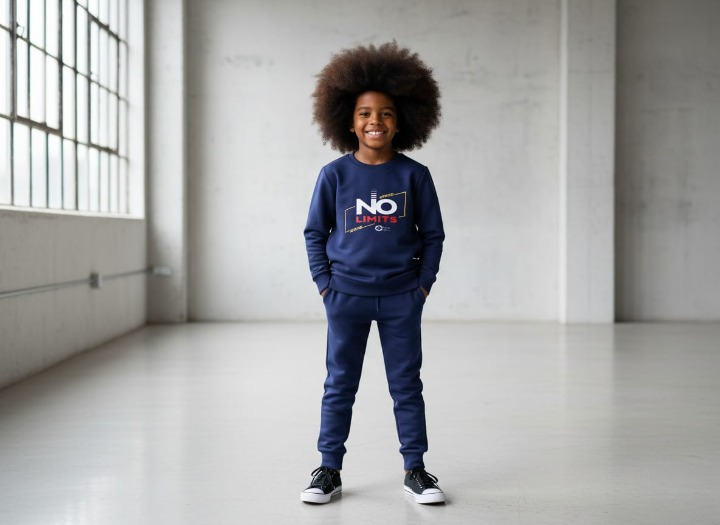 Kids Navey Blue no limit Printed Stylish Kids' Tracksuit Set | FOR BABY AND KIDS - Image 2