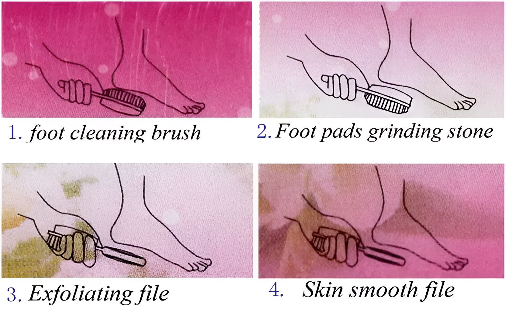 4 In 1 Foot Scrubber | Multi Use Pedicure Paddle Brush - 4 Step Pedicure Cleanse, Scrub, File And Buff (Random color) - Image 3