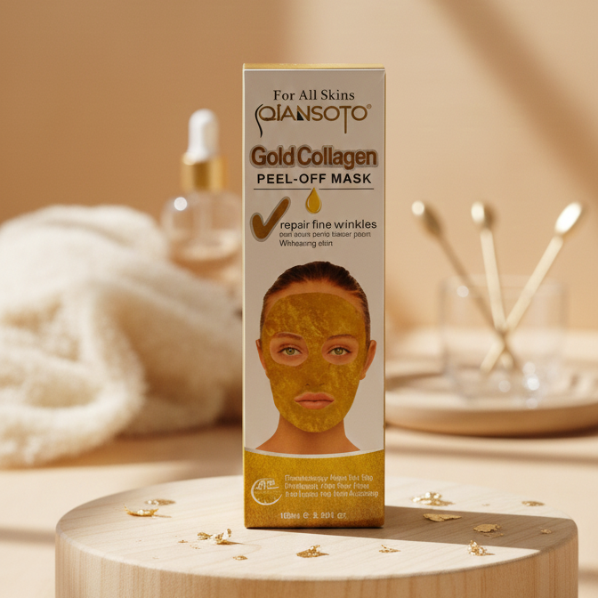 Qiansoto Gold Collagen Peel-Off Facial Mask โ Anti-Aging & Skin Brightening Treatment (100ml) - Image 4