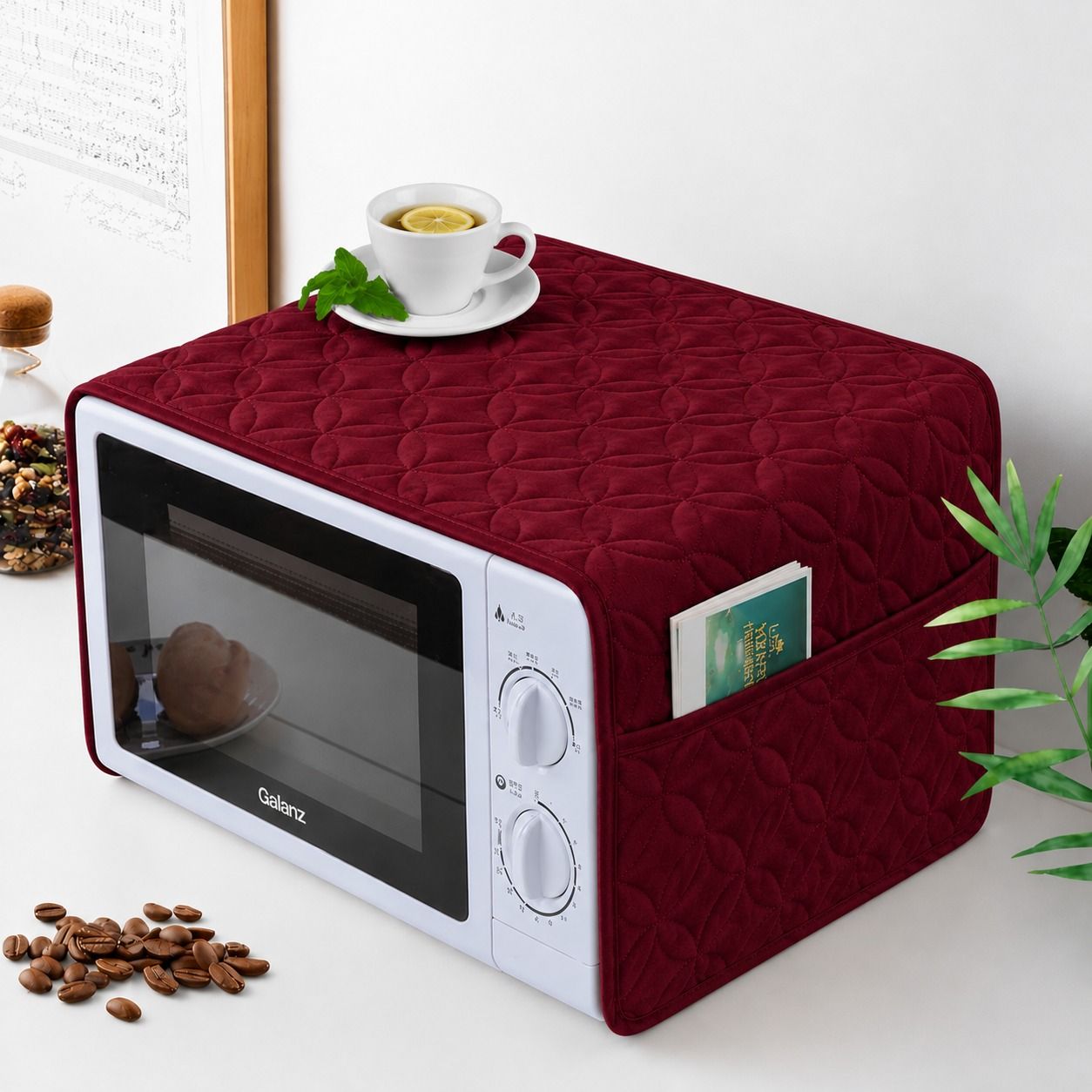 Ultrasonic Quilted Microwave & Oven Top Dust Cover โ Protective Kitchen Appliance Cover - Image 5