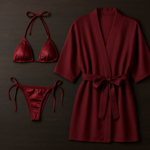 3-Piece Swimwear & Lounge Set for Women – Monokini, Bikini & Sheer Robe | Free Size (DC-3001)