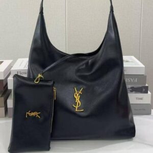 Luxury YSL Imported Tote Bag (Large Capacity) – High-Quality Black Leather Shoulder Bag with Pouch | Premium Designer Bag( without box)