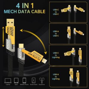 4 In 1 Data Cable – USB-A & USB-C to Lightning, Fast Charging Braided Cable